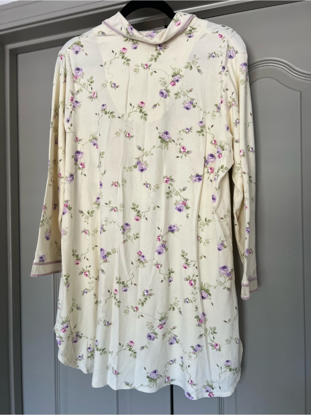 Aria Floral Cotton Button Front Nightshirt Large - Picture 5 of 5